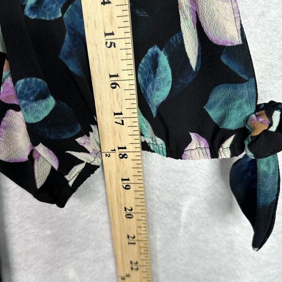 Catherines Calla Lily Blouse‎ Top Plus Size 2X (22/24W) Black Floral 3/4 Sleeve - Picture 12 of 15